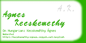 agnes kecskemethy business card